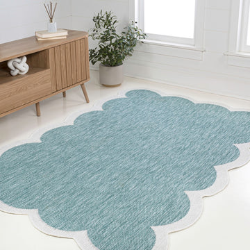 Alice Classic Cottage Two-tone Scalloped Indoor/Outdoor Area Rug